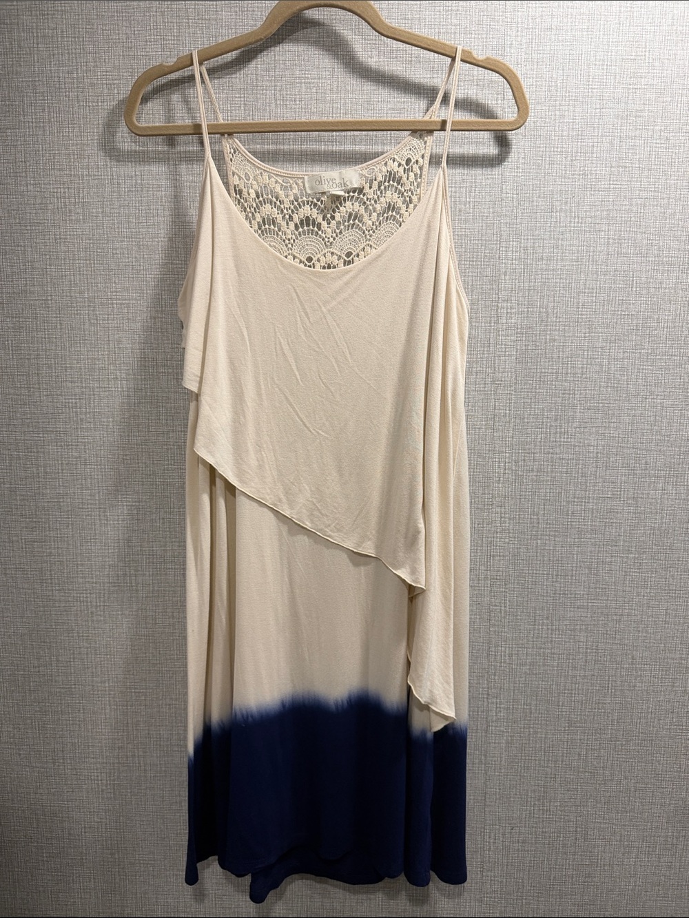 Olive & Oak Cream and Navy Dip-Dye Mini Dress Size Large